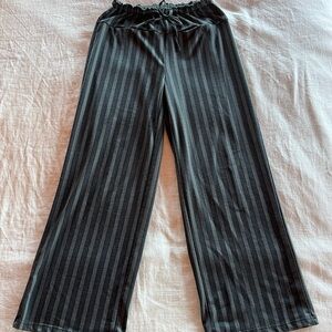 Wide-Leg Striped Pants in Black and Charcoal